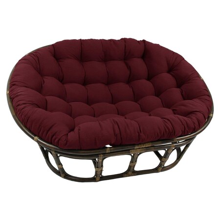 International Caravan 63 x 45 in. Rattan Double Papasan Chair with Twill Cushion, Burguandy 3304-TW-BG